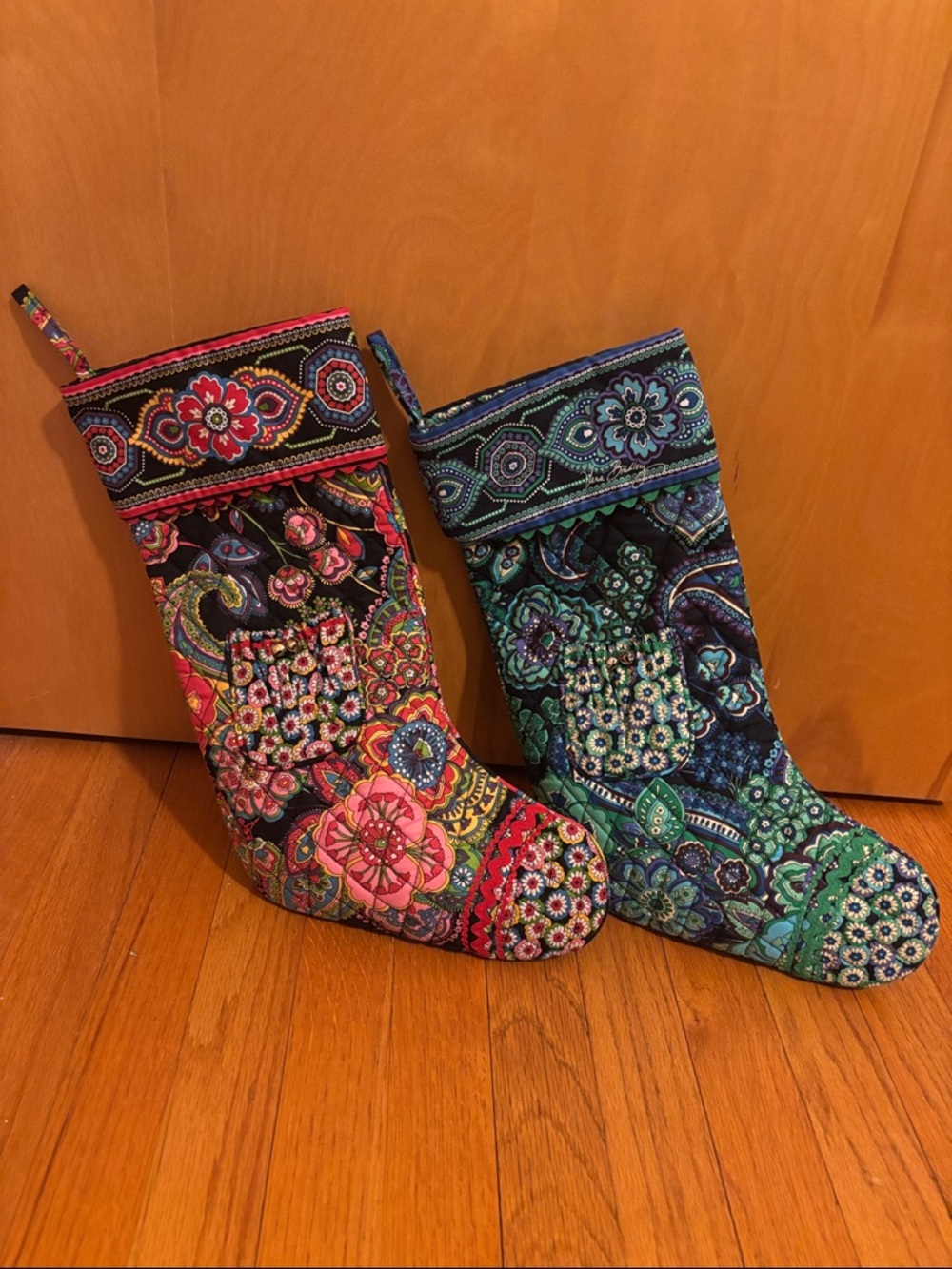 Vera Bradley Quilted Holiday Stockings (Pair) EUC